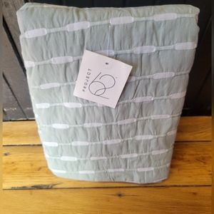 Project 62 Fabric Shower Curtain Aqua/Gray Woven Dash Striped 72" x 72"